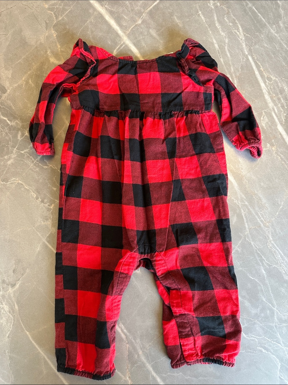 GAP Red and Black Buffalo Plaid Baby Romper